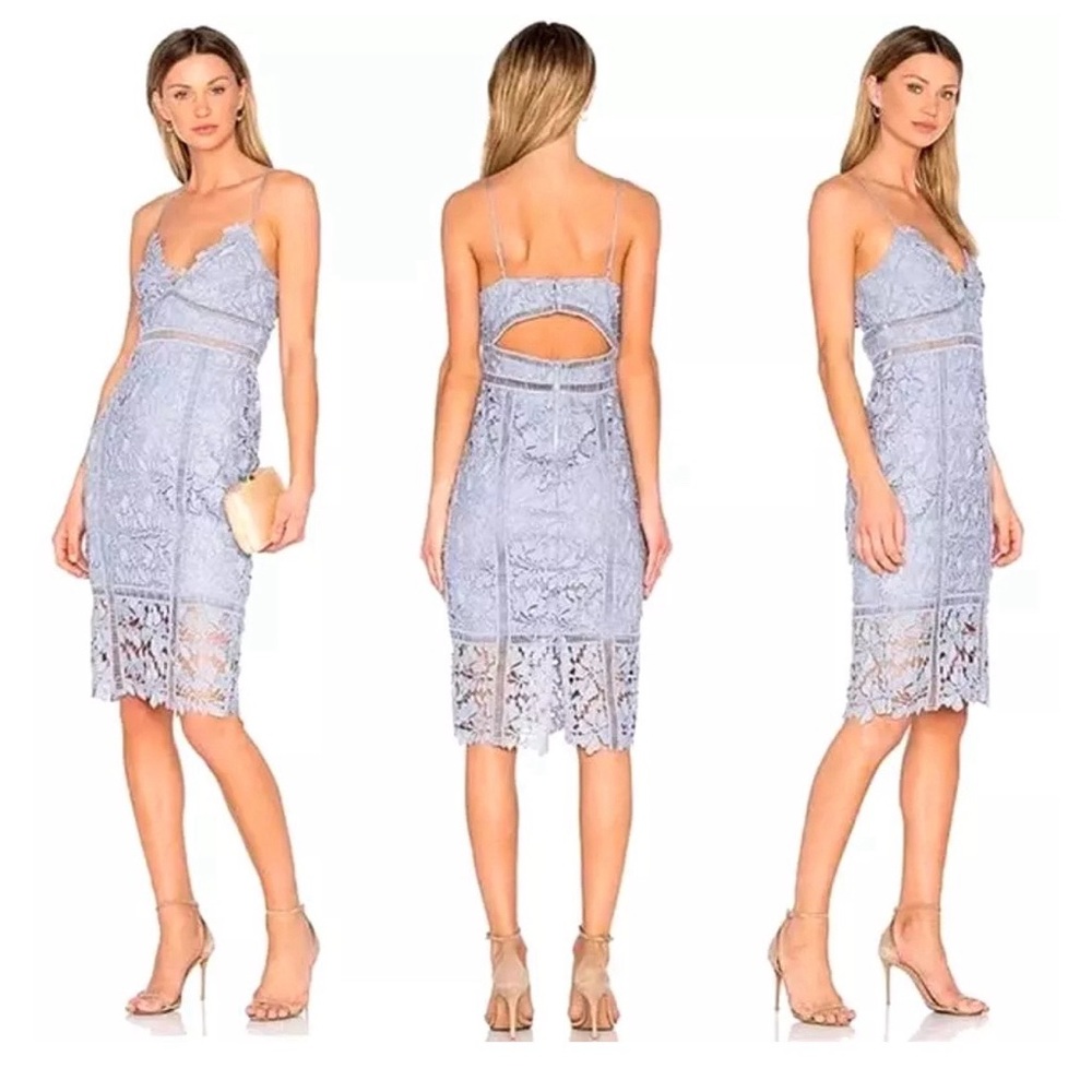 Bardot Lace Midi Dress - Dusty Blue